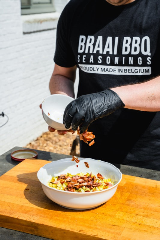 Gerookte eiersalade met bacon