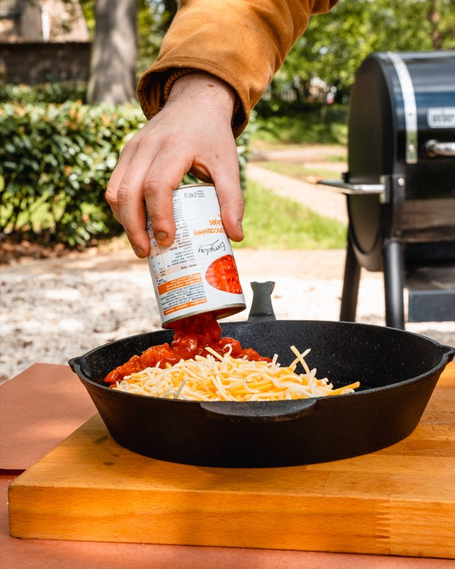 Smoked Queso op de Weber pellet smoker