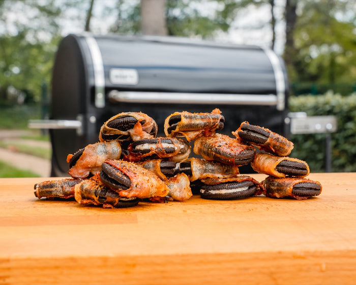 Oreo op de Weber pellet smoker met spek