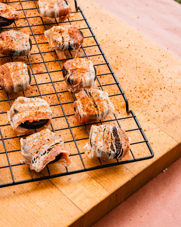 Oreo op de Weber pellet smoker met spek